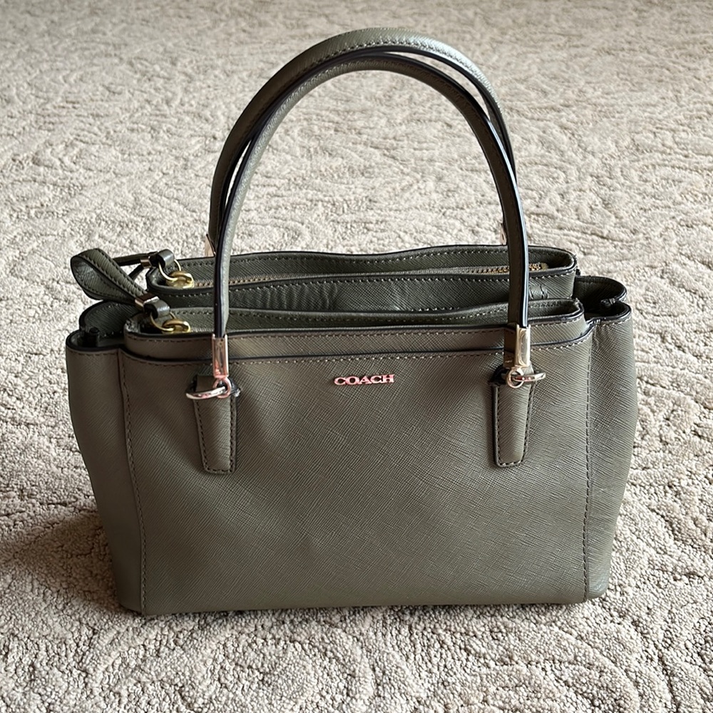 Coach like new crossbody or handle Green 3 compartment bag!!